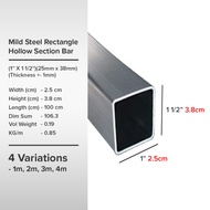 (1'' X 1 1/2'')(25mm x 38mm)(Thickness +- 1mm) Mild Steel Rectangle Hollow Section Bar Besi Hollow Segi Empat Tepat 长方喉