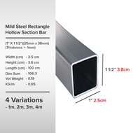 (1'' X 1 1/2'')(25mm x 38mm)(Thickness +- 1mm) Mild Steel Rectangle Hollow Section Bar Besi Hollow S