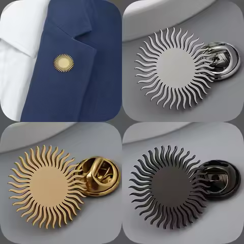 316L stainless steel sunflower gold-plated badge, black suit lapel pin, anti-exposure button for wom