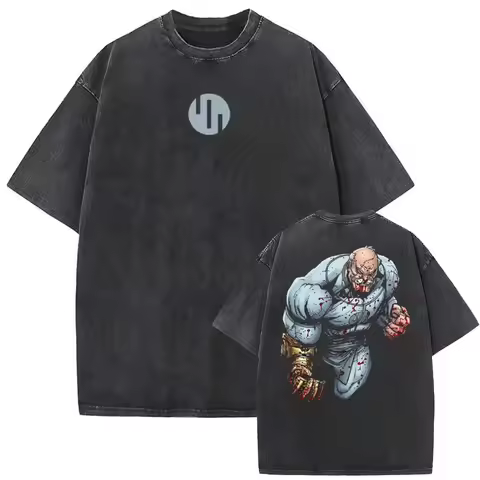 Washed T-Shirt Invincible Conquest Unisex Men Women Oversized Streetwear Short Sleeve Casual Loose C