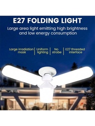 45W 1入組明亮車庫燈 白光 可調面板LED燈 E27天花板折疊式安裝燈 LED燈泡適用於車庫家居照明（顏色：D，發光顏色：可變）