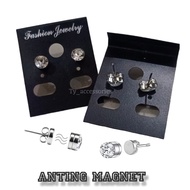 Latest double magnetic gemstone earrings, men's diamond earrings Wanita
