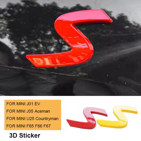 For Mini Countryman U25 F65 F66 F67 Cooper S E SE J01 EV J05 Aceman 3D ABS S Logo Car Stickers Emble