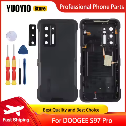Battery Case Protective Battery Case Back Cover For DOOGEE S97 Pro Smart Phone+Glass Lens 3M Adhesiv