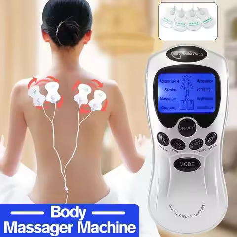 Electric Tens Machine Digital Therapy Body Pain Relief Acupuncture Massage Stimulator 4 Electrode Pa