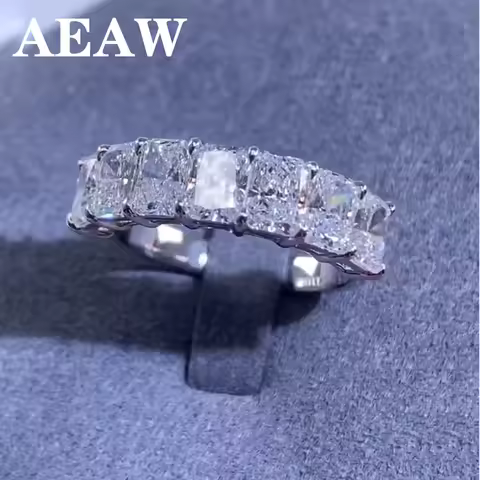 14K White Gold 2.1CTW Total Radiant Cut Diamond Ring Band CVD HPHT Lab Grown Diamond Half Full Stone