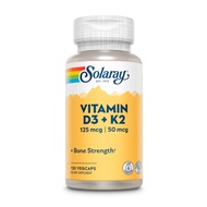 Solaray, Vitamin D3 + K2, 125 mcg (5,000 IU) D3 and 50 mcg K2, 60/ 120 Vegcaps