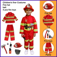 ✗ ∱ ◡ Fireman Costume for Kids Birthday Theme Suit for Boy Girl Career Day Guidance Costume with Ha