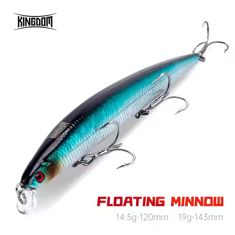 Kingdom Floating Minnow Fishing Lure 120mm 14.5g 143mm 19g Saltwater Hard Bait Fishing Tackle Artifi