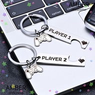 AMBER 2 PCS Key Chains Couples Anniversary Gifts Player 1 Player 2 Key Buckle
