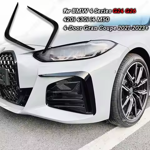 For BMW G24 G26 420i 430i i4 M50 4 Series 4-Door 2Pcs Front Bumper Side Spoiler Lip Splitter Diffuse