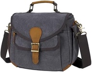 Rhinos Blog Camera Bag Shoulder Bag Retro Dark Grey Canvas Anti-Theft Crossbody Bag for Panasonic Lu