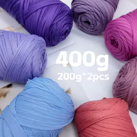 2pcs of 400g 200g*2 High-end Quality T-shirt Fabric Yarn,Thick Hand Knitting Yarn for Crocheting Bag