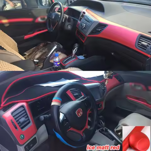 3D/5D Carbon Fiber Car Interior Cover Console Color Sticker Decals Parts Accessories For Honda Civic