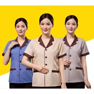 Summer Waiter Tops Cleaning Service Clothes Hotel Attendant Short Sleeved Cleaner Uniform