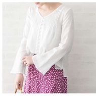 (((9B3-F5-436) Japanese Cuffs Open Flag Organ Pleated Buttoned Linen Shirt