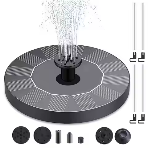 160mm Solar Powered Water Fountain Pump 180L/H Spray Height 30-50cm with 4 Fixed Pipe