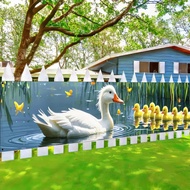 1pc Polyester 2D Backdrop Banner, Depicting A Mother Duck And Her Ducklings In A Beautiful Pond Scen