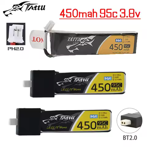 NEW TATTU 3.8V Lipo Battery 450mAh 95C For RC Helicopter Quadcopter FPV Racing Drone Parts 1S Batter