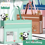 WINTE A3 Tutorial Bag, Canvas A3 Canvas Art Bag,  Large Capacity Waterproof Zipper Design File Bag S