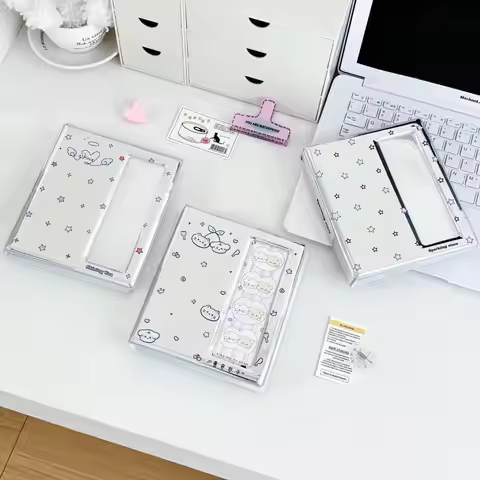 Cartoon 4 Grid Idol Card Photo Booth Album For 40Pcs 2x6 Inch Photo Strips Bookmark