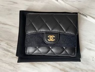 New Chanel Classic Small Flap Wallet Lambskin 經典黑金小羊皮銀包