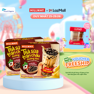 Combo 2 Trà sữa trân châu đường đen Hillway (4 gói trà sữa (28g) và 4 gói trân châu(30g)