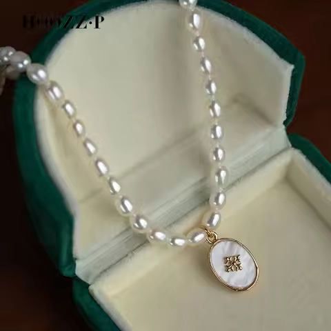 HOOZZ.P Fashion Pearl Necklace AA 4-5-6-7 mm Rice Mini Baby Pearls Natural Freshwater Cultured Fine 