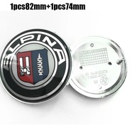 2pcs 82mm 74mm Car Emblem Badge Hood Front Rear Trunk Logo For Alpina E46 E39 E38 E90 E60 Z3 Z4 X3 X