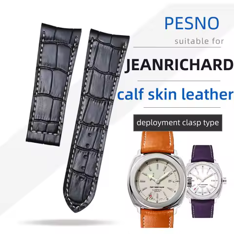 PESNO Calf Skin Genuine Leather Watch Bands Black Brown Purple Top Layer Watch Accessories Straps Su