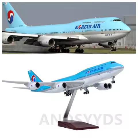 47cm Korean Airline B747 Planes Model 1:150 Scale Resin Diecast Aircraft Model Airplane W Light & Wh