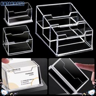 KATAKANNE 1Pcs Bussiness Card Holder,  Transparent 1/2/3 Grids Business Card Box, Acrylic Plastic Di