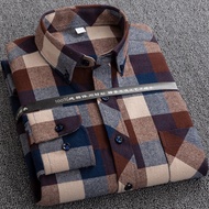 Casual Flannel 100% Cotton Plaid Man Shirt Long Sleeve Plus Size Regular Fit Men Shirts