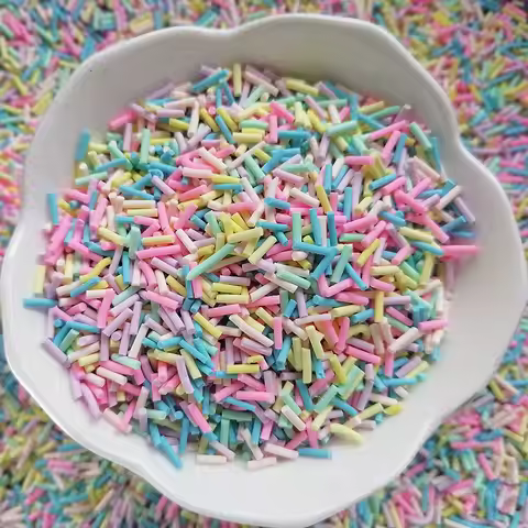 500g/200g DIY Craft Slime Sprinkles 5mm light Color Long Resin Sugar Stick Mix Polymer Clay Sprinkle