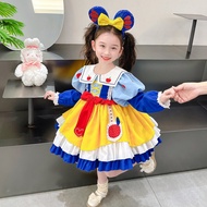 ชุดเดรสโลลิต้าสไตล์การ์ตูน Snow White Princess สำหรับเด็กผู้หญิง ชุดวันเกิดสุดน่ารัก กระโปรงทรงเอ แข