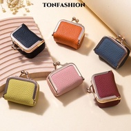 Tonfashion Mini Leather Wallet with Vintage Kiss Lock