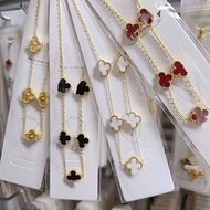 Shower Can Bring Non-Fade Fashion Four-Leaf Clover Necklace Five-Flower Necklace Double-Sided Neckla