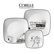[CORELLE] SNOOPY &amp; CHARLIE Edition Square Plate 3p Set / Dinnerware / Tableware