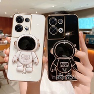 Casing For OPPO Reno Reno 8 7 6 5 Pro Reno8 Pro+ Reno5 Pro 5F 5Z Fashion Electroplating Astronaut Holder Spaceman Stand Shockproof Mobile Phone Case