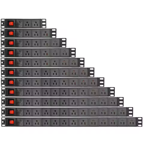 US Power Strip Surge protection PDU Power Distribution Unit 3Pin US Socket Network Cabinet Rack Alum