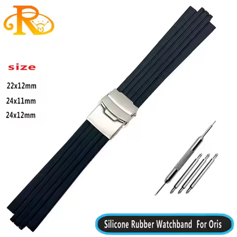 Silicone Rubber Watchband For Oris Aquis 7330 7740 Watch Band 22x12mm 24x11mm 24x12mm Convex Strap W
