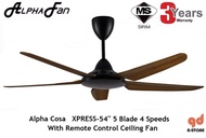 Alpha Cosa Xpress 54 5 Blades 4 Speeds LED With Remote Control Ceiling Fan NEW CX8 56 6 Speeds