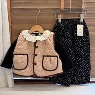 Girls Vest 2025 Jacket Children's Clothing Children's Western Style Sweet Furry Round Neck Cotton Pa