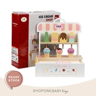 KAYU Ice Cream Shop Kitchen Early Education Simulation Wooden Toys Kitchen Play Cooking Home Ice Cream Shop Wooden Toys Folding Portable Pretend Play Girl Birthday Gift