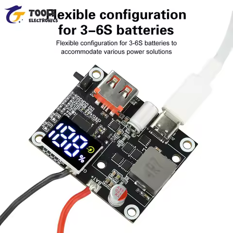 65W Power Bank DIY Motherboard 3S-6S Bidirectional Fast Charging Module Type-C & USB-A Dual Interfac