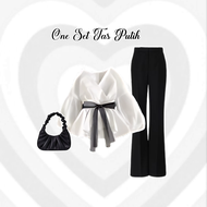 Deluna Korean Outfit - Outfit Cewek Kekinian Setelan Hijab Korean Style Buat Hangout Hijab Blouse Fl