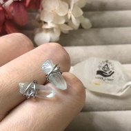 316L醫療鋼 水光水晶耳環 鍍膜水晶 手工製作 原礦耳釘