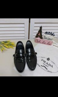 國外帶回 義大利 PRADA 精品 潮男必備 紳士鞋 樂福鞋 經典黑男皮鞋 男鞋 男大尺碼鞋 11