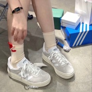 -ES- Adidas Gazelle Bold Gray White Lisa Same Style Structure Thick-Soled Heightening Women's Shoes 