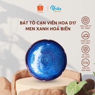 Japanese cut bowl with blue flower border D17 - Shallow bowl with flower border - High quality Bat T